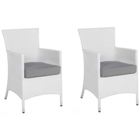 Set of 2 Chairs PE Rattan White ITALY