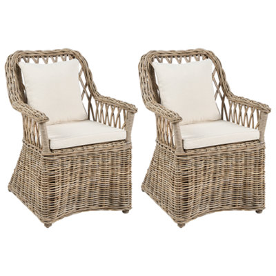 Set of 2 Chairs Rattan Light Beige MAROS II