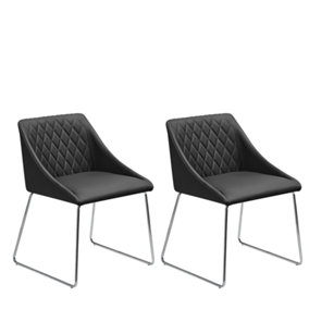 Set of 2 Chairs Set of 2 Faux Leather Black ARCATA