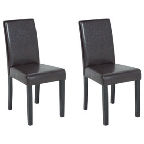 Set of 2 Chairs Set of 2 Faux Leather Dark Brown BROADWAY