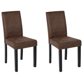 Set of 2 Chairs Set of 2 Faux Leather Dark Brown BROADWAY