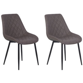 Set of 2 Chairs Set of 2 Faux Leather Dark Brown MARIBEL