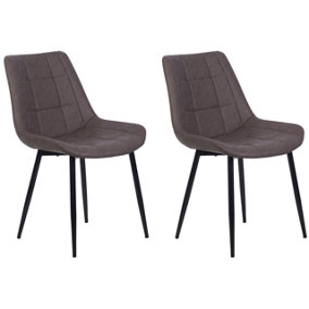 Set of 2 Chairs Set of 2 Faux Leather Dark Brown MELROSE