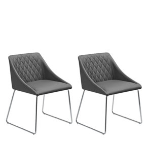 Set of 2 Chairs Set of 2 Faux Leather Grey ARCATA