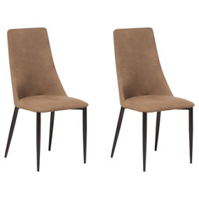 Set of 2 Chairs Set of 2 Faux Leather Sand Beige CLAYTON
