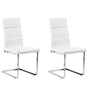 Set of 2 Chairs Set of 2 Faux Leather White ROCKFORD