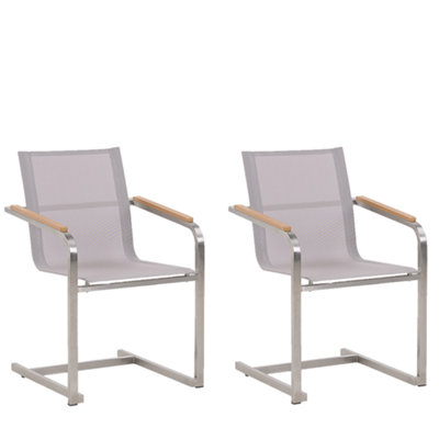 Set of 2 Chairs Stainless Steel Beige COSOLETO