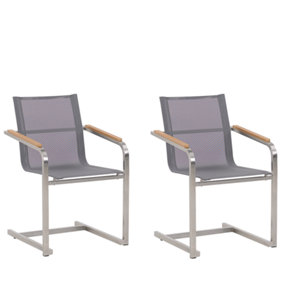 Set of 2 Chairs Stainless Steel Grey COSOLETO