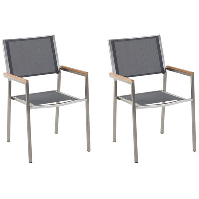 Set of 2 Chairs Stainless Steel Grey GROSSETO