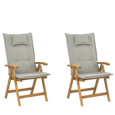 Set of 2 Chairs with Cushion Wood Taupe JAVA