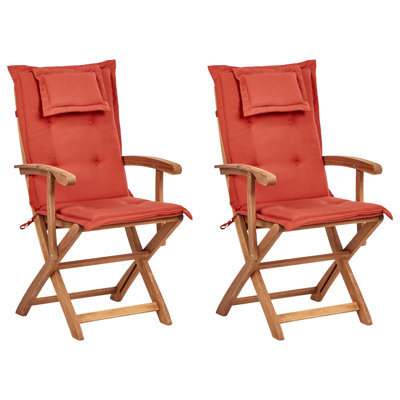 Set of 2 Chairs Wood Dark Red MAUI II