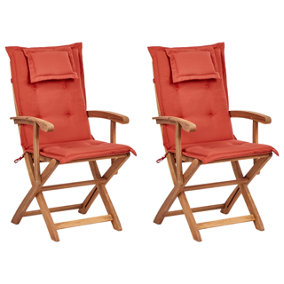 Set of 2 Chairs Wood Dark Red MAUI II