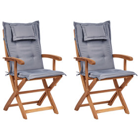 Set of 2 Chairs Wood Graphite Grey MAUI II