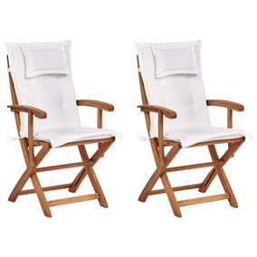 Set of 2 Chairs Wood Off-White MAUI II