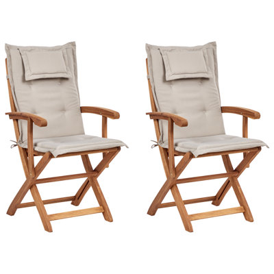 Set of 2 Chairs Wood Taupe MAUI