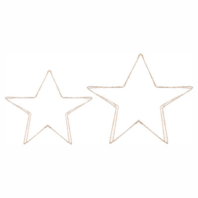 Set of 2 Christmas Decorations LED ITALLA 30/38 cm Star Gold