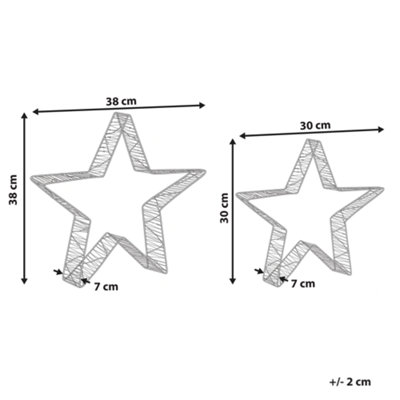 Set of 2 Christmas Decorations LED ITALLA 30/38 cm Star Gold
