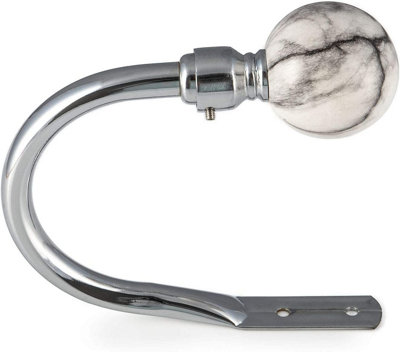 Set Of 2 Chrome Marble Styled Curtain Tie Backs DIY at B&Q