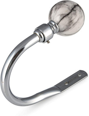 Set Of 2 Chrome Marble Styled Curtain Tie Backs