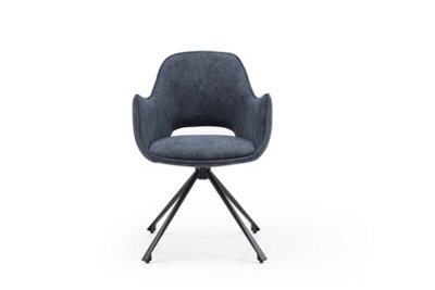 Set of 2  Cobalt Crested Pyramid Style Dining Chairs in Blue, Dining Duo