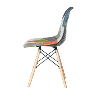 Set of 2 Colorful Patchwork Accent Chairs with Wooden Legs