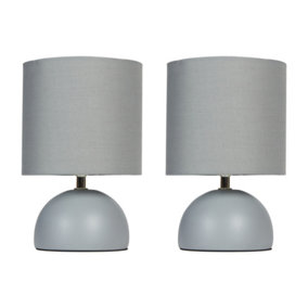 Set of 2 Contemporary Grey Ceramic Bedside Table Lamp with Finish & Matching Shade Sideboard Nightstand Desk Light Lamp