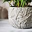 Set of 2 Contemporary Grey Leaf Embossed Large Flower Planter Indoor Outdoor Plant Pot