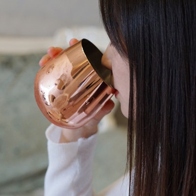 Set Of 2 Copper Beautify Stemless Wine Glasses Stainless Steel Cocktail Moscow Mule Cups