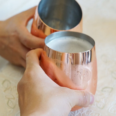 Set Of 2 Copper Beautify Stemless Wine Glasses Stainless Steel Cocktail Moscow Mule Cups - 3