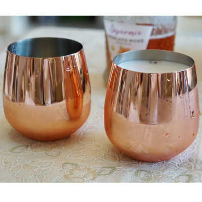 Set Of 2 Copper Beautify Stemless Wine Glasses Stainless Steel Cocktail Moscow Mule Cups - 4