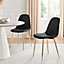 Set of 2 Corona Black Soft Touch Diamond Stitched Faux Leather Gold Chrome Leg Dining Chairs