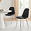 Set of 2 Corona Black Soft Touch Diamond Stitched Faux Leather Silver Chrome Leg Dining Chairs