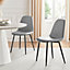 Set of 2 Corona Elephant Grey Soft Touch Diamond Stitched Faux Leather Black Powder Coated Leg Dining Chairs