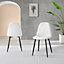 Set of 2 Corona White Soft Touch Diamond Stitched Faux Leather Black Powder Coated Leg Dining Chairs