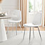 Set of 2 Corona White Soft Touch Diamond Stitched Faux Leather Silver Chrome Leg Dining Chairs