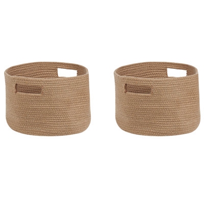 Set of 2 Cotton Baskets Pastel Beige CHINIOT