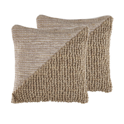 Set of 2 Cotton Cushions 45 x 45 cm Beige ASLANAPA