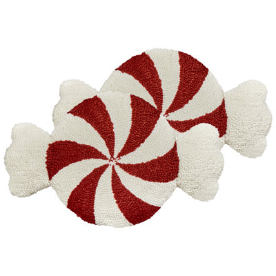 Set of 2 Cushions Candies 35 x 58 cm White and Red SPIRAL CANDY