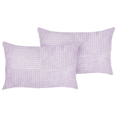 Set of 2 Cushions MILLET Corduroy 47 x 27 cm Solid Violet