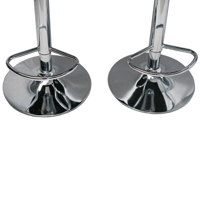 Set Of 2 Dark Grey Faux Leather Swivel Chairs Breakfast Bar Stool Chrome Gas Lift