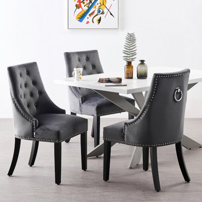 Velvet Knocker Chair Dining Room Windsor Scoop Back Dining Chair