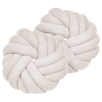 Set of 2 Decorative Cushions AKOLA Boucle 31 x 31 cm Off-White Solid
