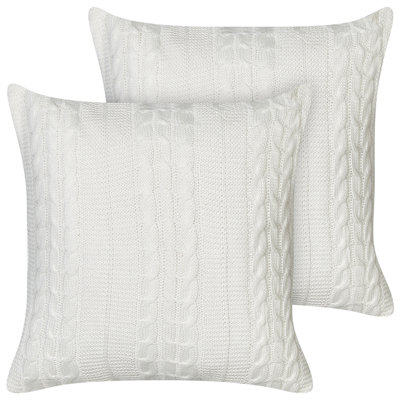 Set of 2 Decorative Cushions CADETIA Cotton 45 x 45 cm White Solid