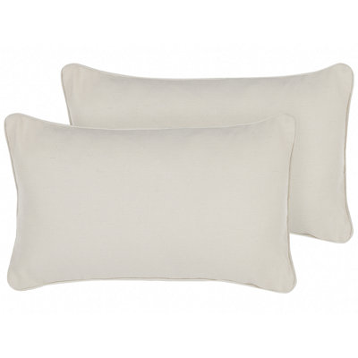 Set of 2 Decorative Cushions HELIOTROPE 30 x 50 cm White Solid
