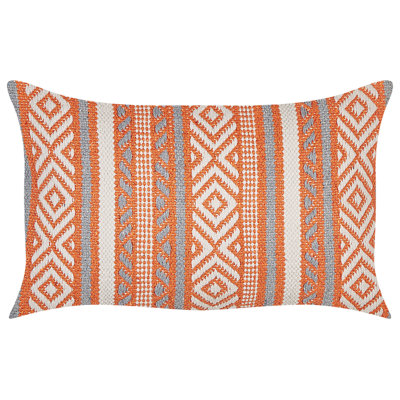 Set of 2 Decorative Cushions INULA Cotton 30 x 50 cm Orange Geometric ...