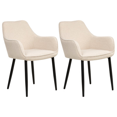 Set of 2 Dining Chairs ALDEN Boucle Light Beige