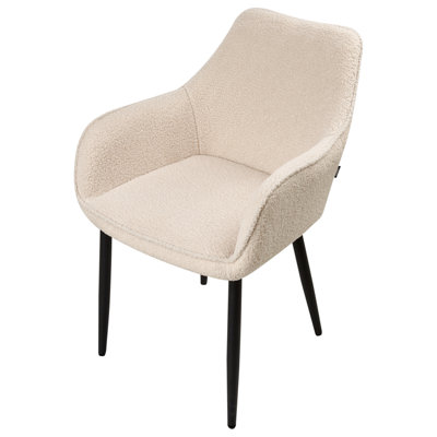 Set of 2 Dining Chairs ALDEN Boucle Light Beige