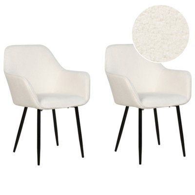 Set of 2 Dining Chairs ALDEN II Boucle White