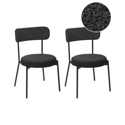 Set of 2 Dining Chairs ALLISON Boucle Black