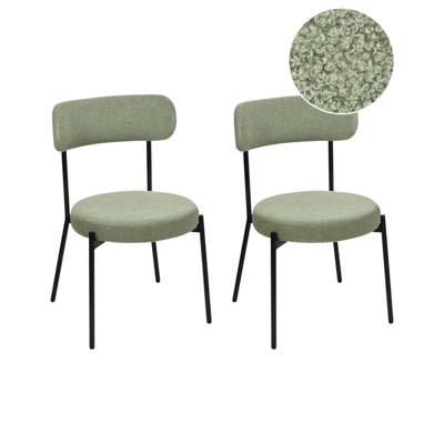 Set of 2 Dining Chairs ALLISON Boucle Light Green